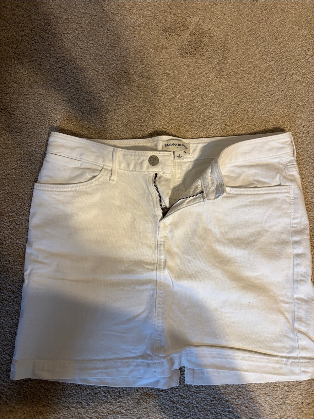 Banana Republic White Denim Shorts - Zip Front